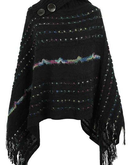 Cloak Sleeve Fringe Detail Poncho