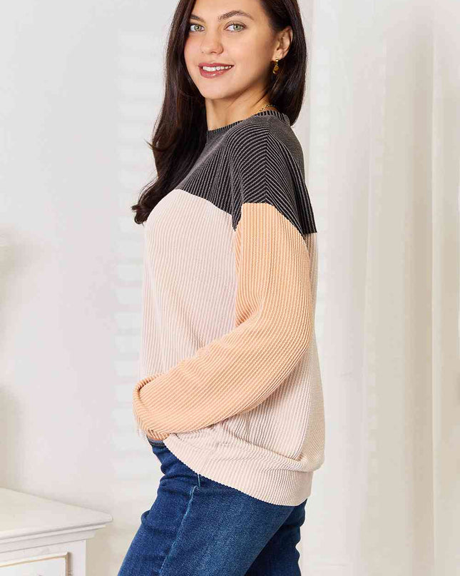 Double Take Color Block Dropped Shoulder T-Shirt