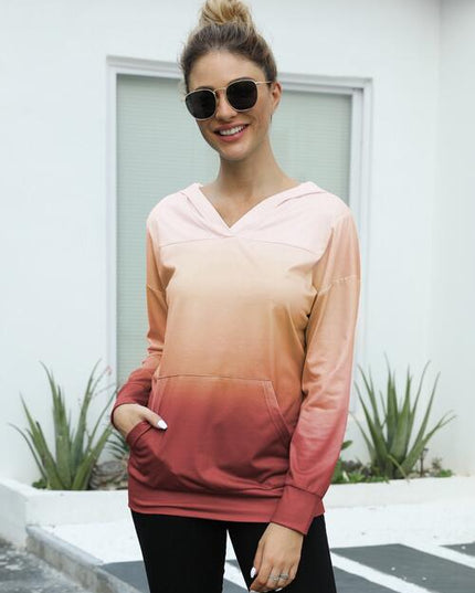 Gradient Long Sleeve Hoodie with Pocket