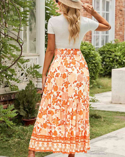 Floral Smocked Tiered Maxi Skirt