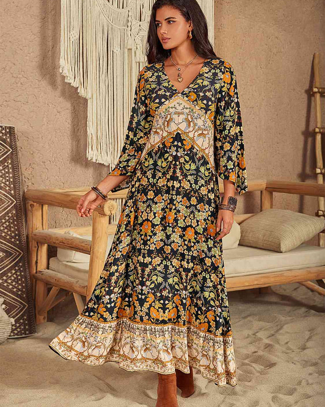 Floral V-Neck Midi Dress