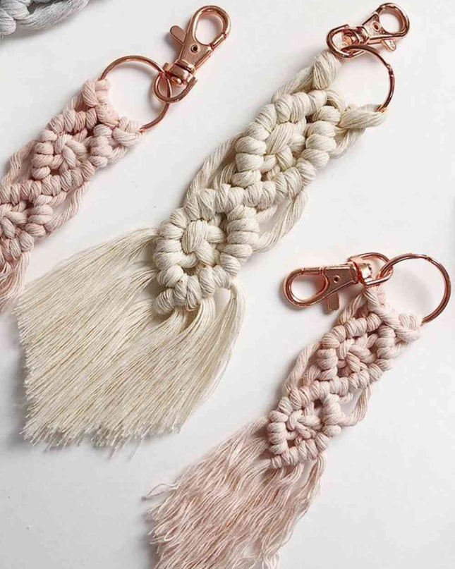 Assorted 4-Pack Macrame Fringe Keychain