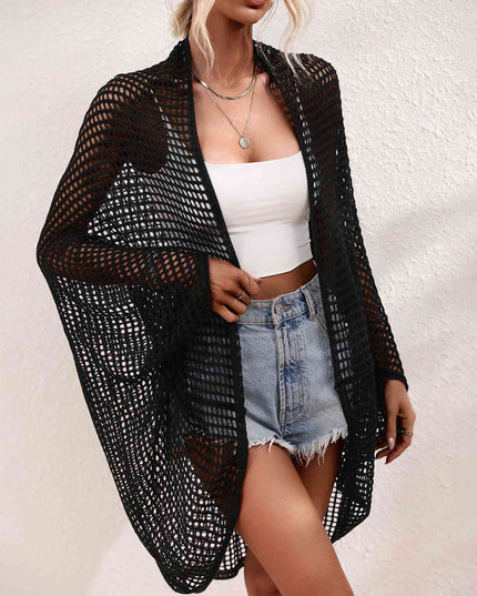 Openwork Open Front Longline Cover Up