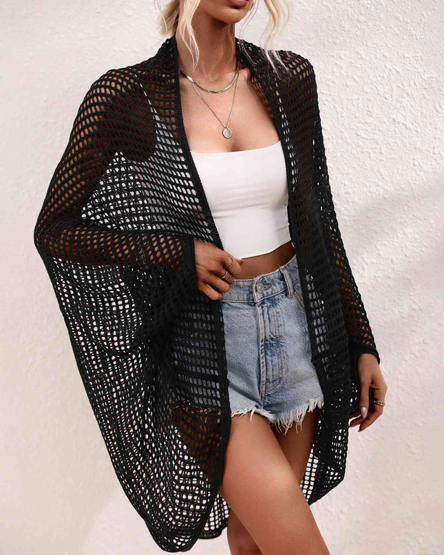 Openwork Open Front Longline Cover Up