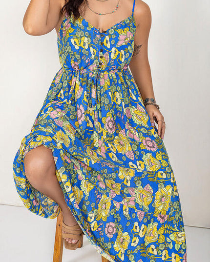 Drawstring Ruffle Hem Maxi Dress