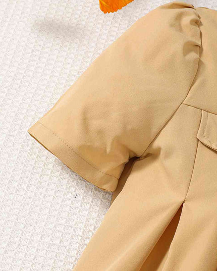 Short Sleeve Collared Neck A-Line Dress