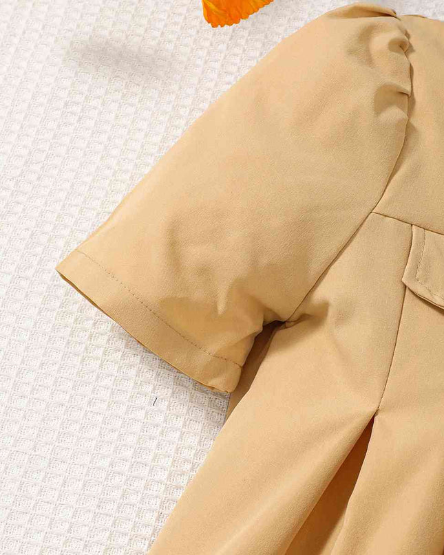 Short Sleeve Collared Neck A-Line Dress