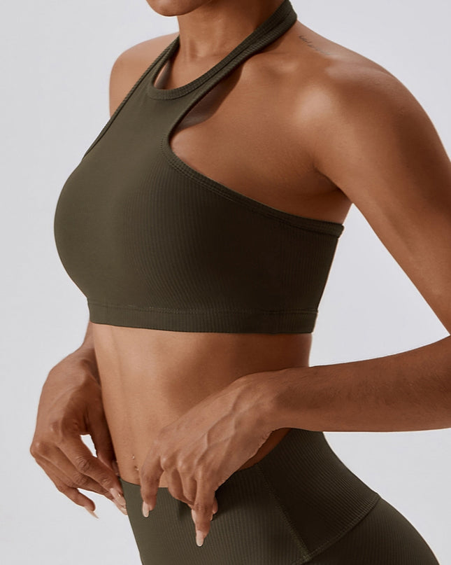 Halter Neck Sleeveless Cropped Tank Top