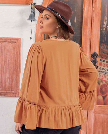 Plus Size V-Neck Peplum Blouse