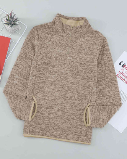 Kids Quarter-Zip Collar Sweatshirt with Kangaroo Pocket