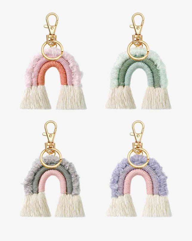 Fringe Trim Rainbow Key Chain