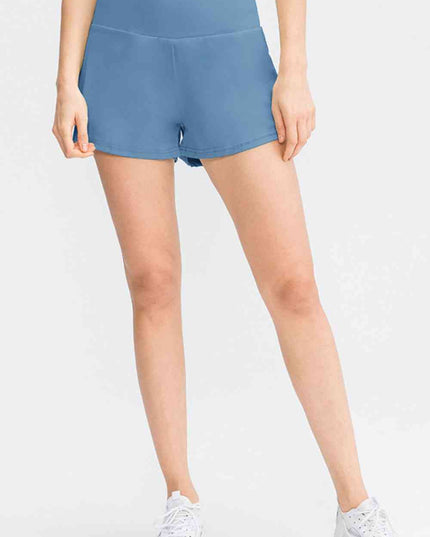 Wide Waistband Sports Shorts with Pockets
