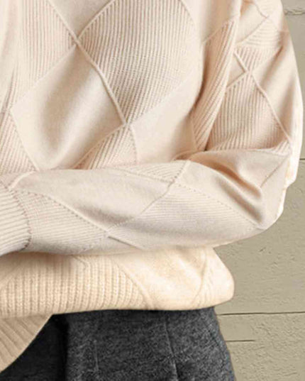 Geometric Turtleneck Long Sleeve Sweater