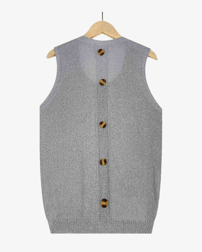 Buttoned Pocket Knit Tank