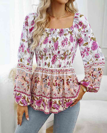 Square Neck Printed Blouse