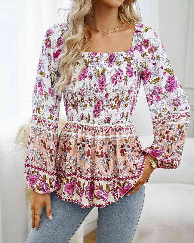 Square Neck Printed Blouse