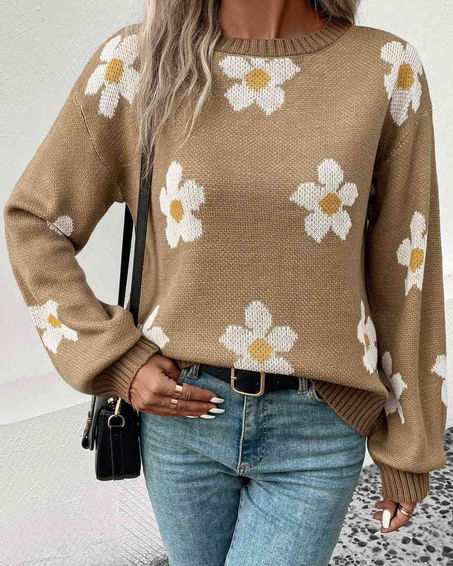 Floral Dropped Shoulder Sweater