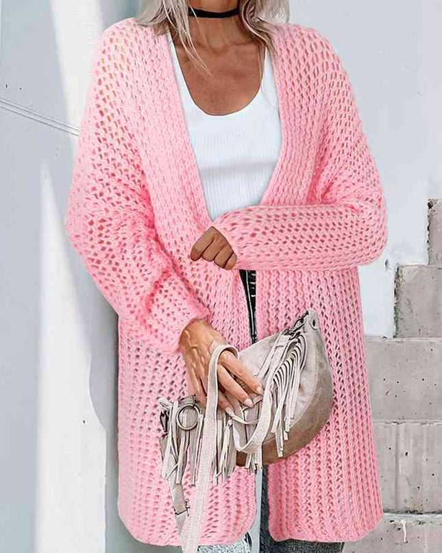 Open Front Long Sleeve Openwork Cardigan