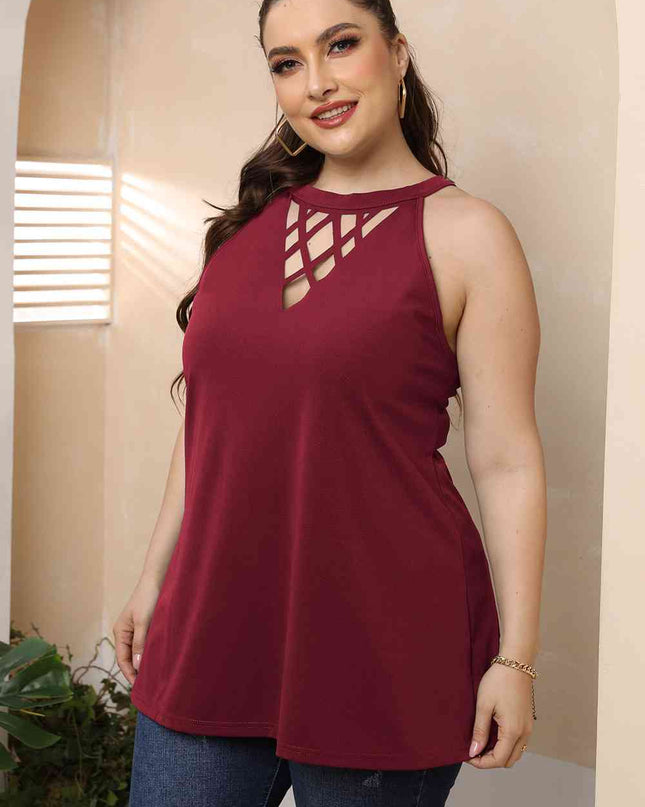 Plus Size Halter Neck Cutout Sleeveless Dress