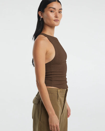 Halter Neck Ribbed Cropped Top