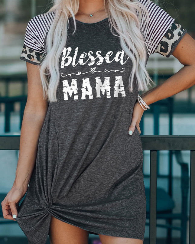 BLESSED MAMA Graphic Twisted Dress