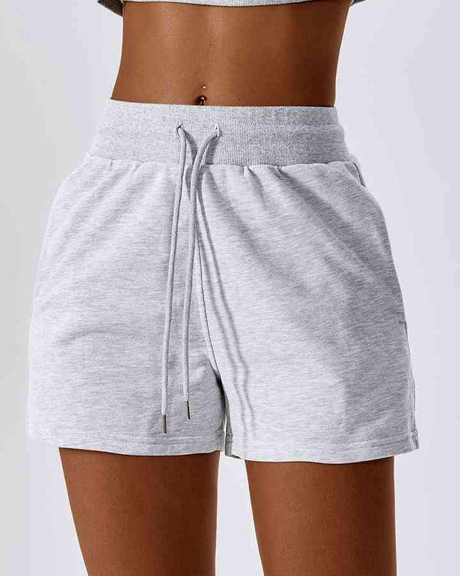 Drawstring Smocked Waist Sports Shorts