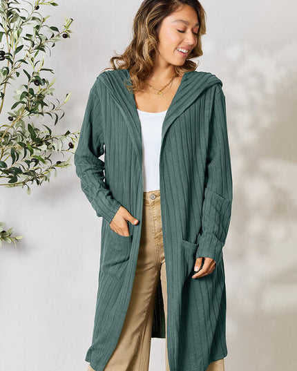 Basic Bae Full Size Hooded Sweater Cardigan