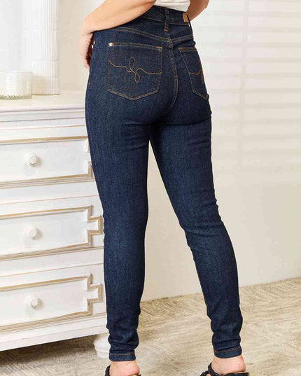 Judy Blue Full Size High Waist Pocket Embroidered Skinny Jeans