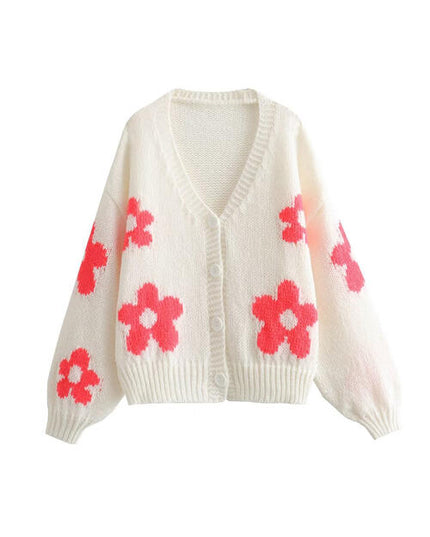 Floral Button Up V-Neck Cardigan