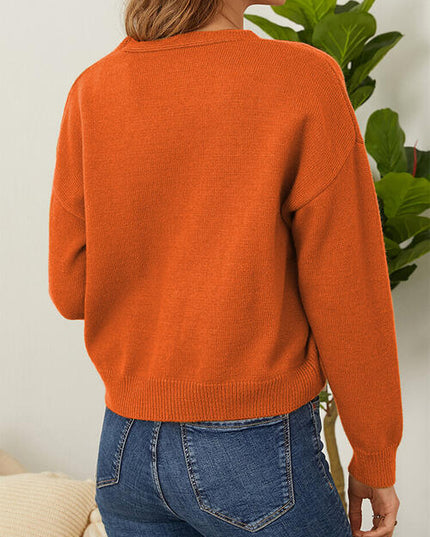 Flower Button Front Dropped Shoulder Cardigan