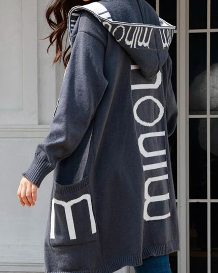 Open Front Long Sleeve Hooded Cardigan
