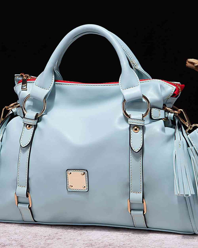 PU Leather Handbag with Tassels