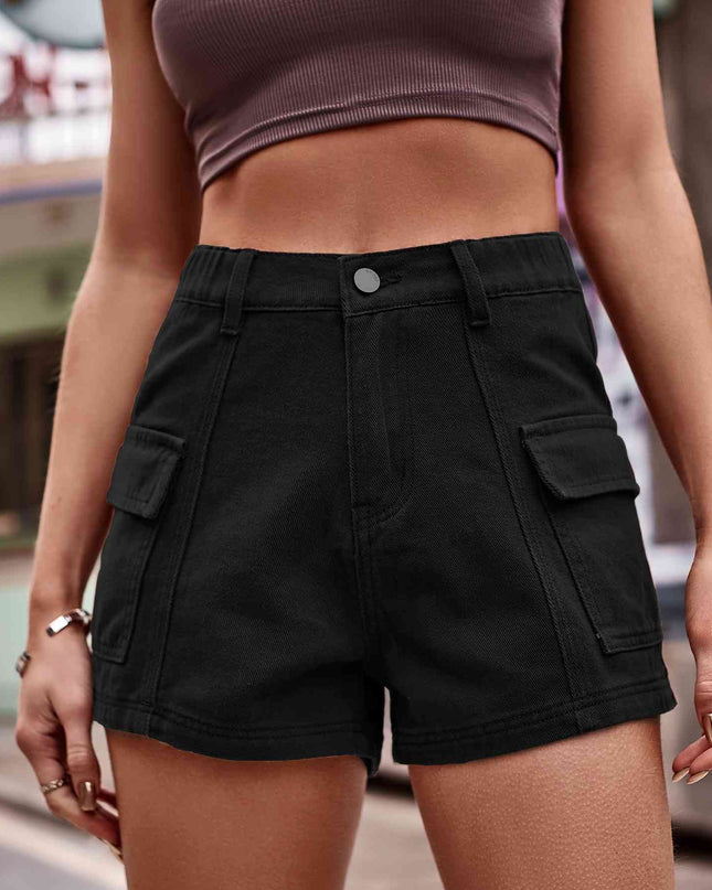 High-Waist Denim Shorts with Pockets