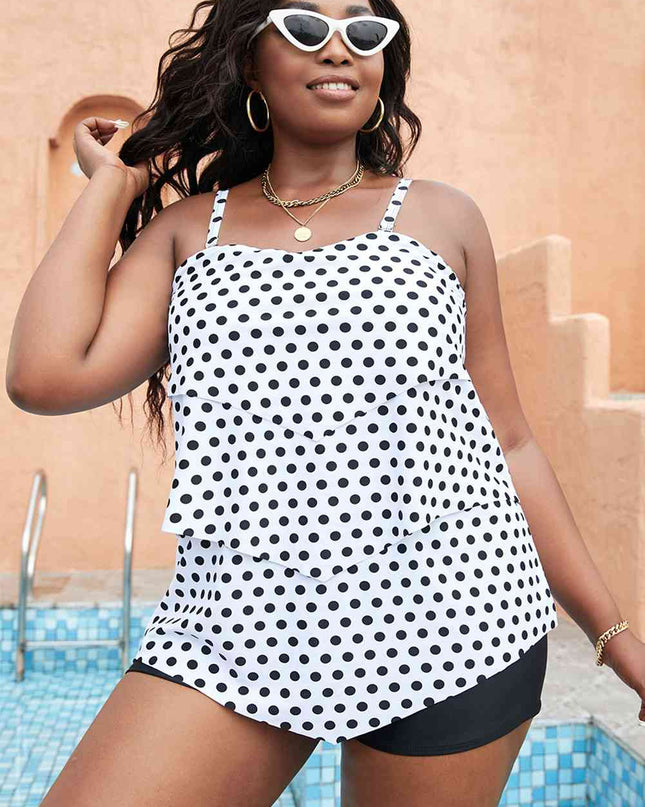 Polka Dot Layered Swim Top