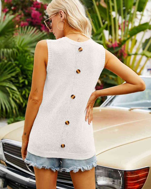 Buttoned Pocket Knit Tank