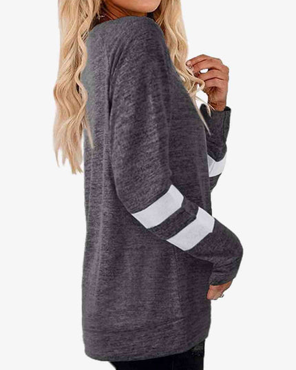 Striped Contrast Raglan Sleeve Top
