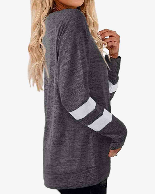 Striped Contrast Raglan Sleeve Top