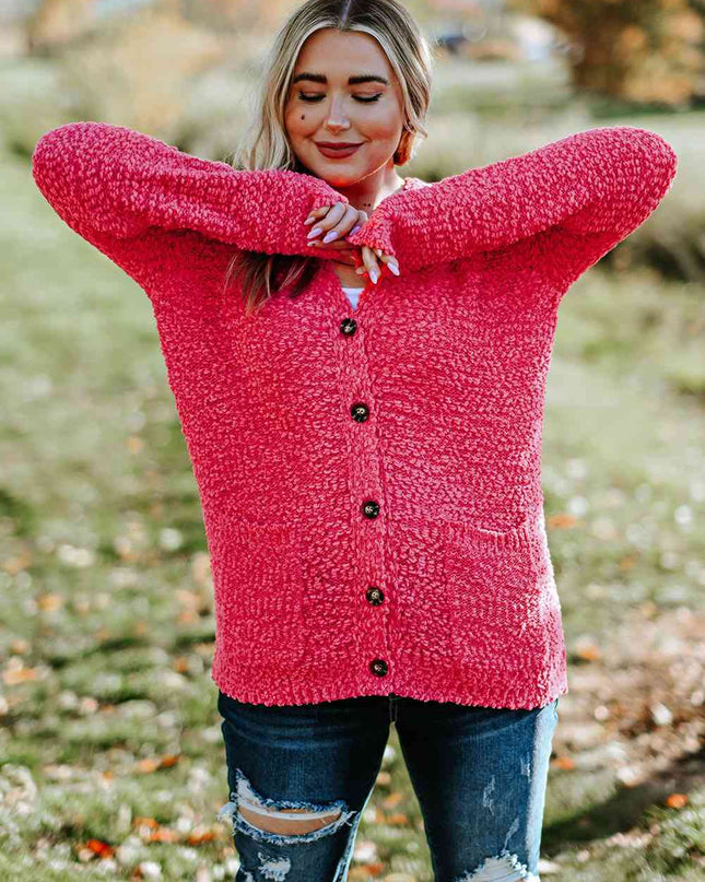 Plus Size Button Down Cardigan with Pockets