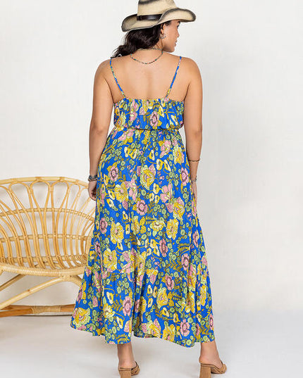 Drawstring Ruffle Hem Maxi Dress