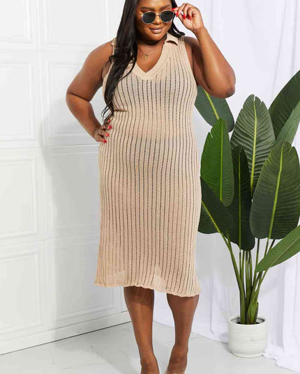 Openwork Johnny Collar Cover Up Dress