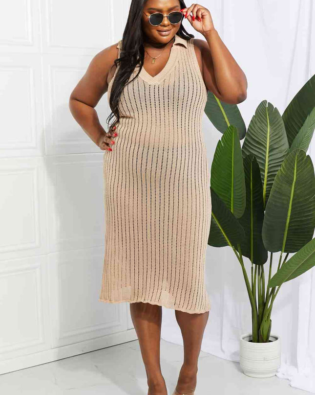 Openwork Johnny Collar Cover Up Dress