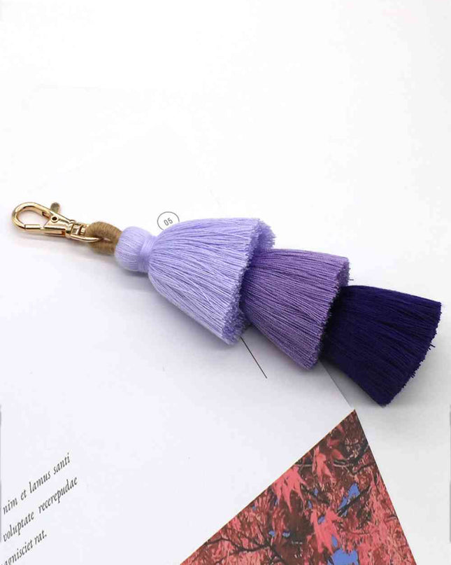 Assorted 4-Pack Multicolored Fringe Keychain