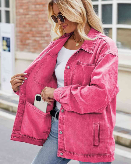 Button Up Denim Jacket with Pockets
