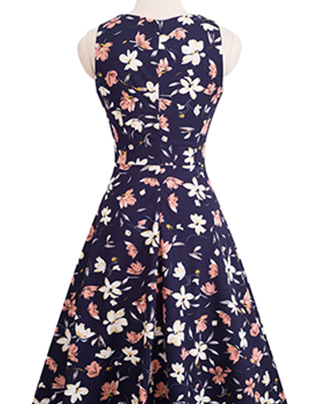 Printed Smocked Waist Sleeveless Dress