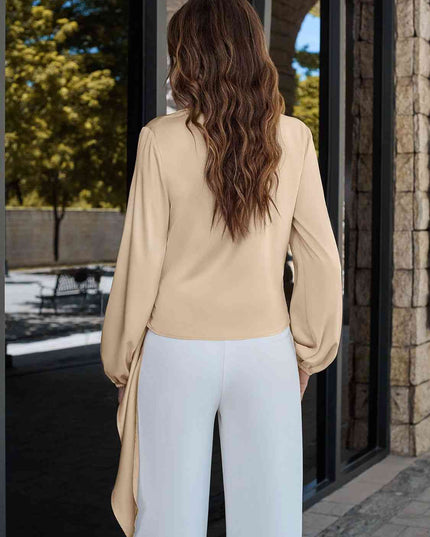 Surplice Neck Long Sleeve Blouse