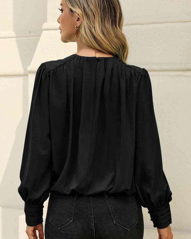 Round Neck Puff Sleeve Blouse