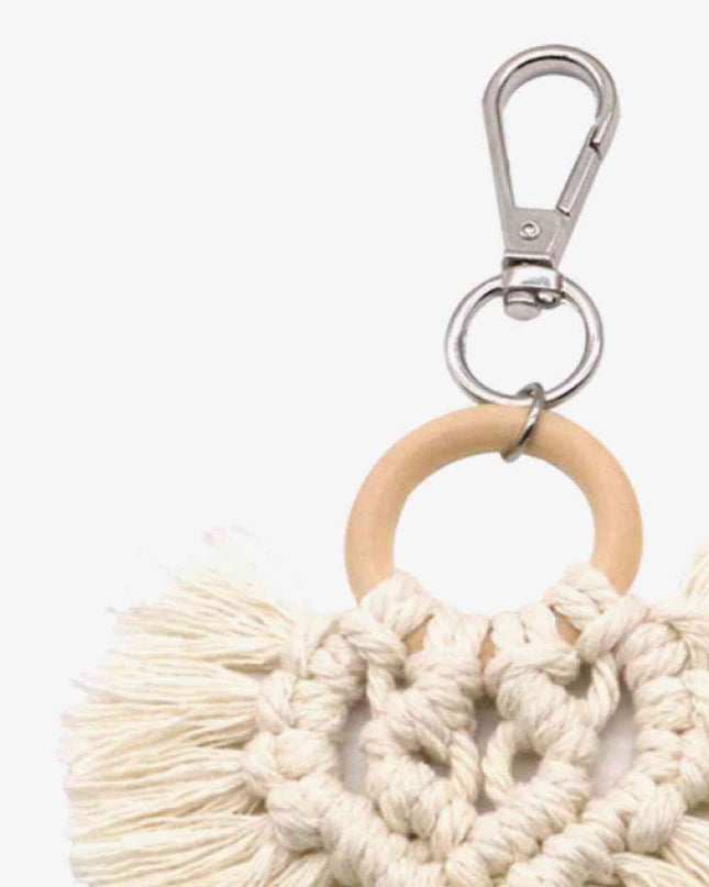 Assorted 4-Pack Heart-Shaped Macrame Fringe Keychain