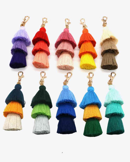 Assorted 4-Pack Multicolored Fringe Keychain
