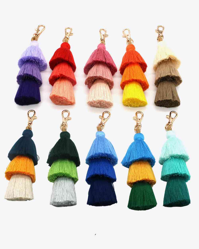 Assorted 4-Pack Multicolored Fringe Keychain