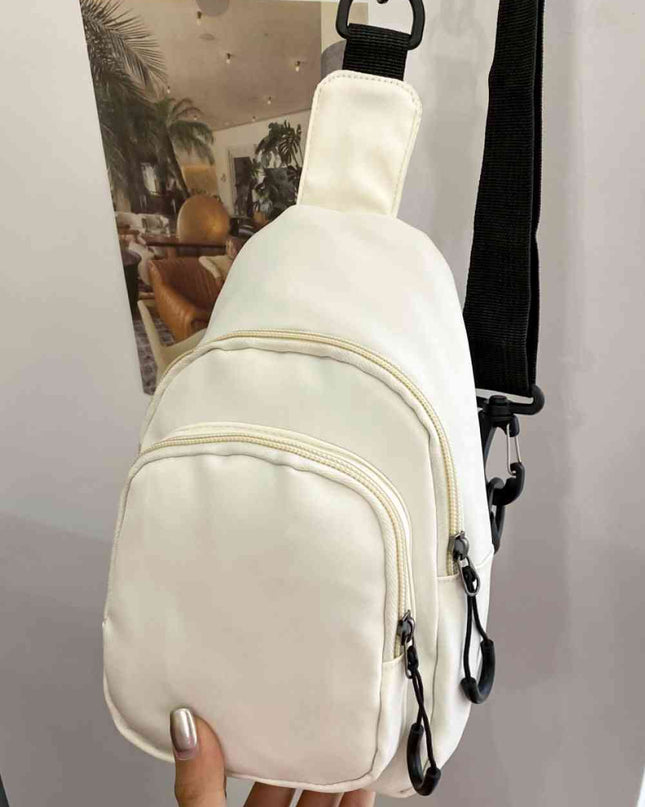 Contrast Strap Nylon Sling Bag